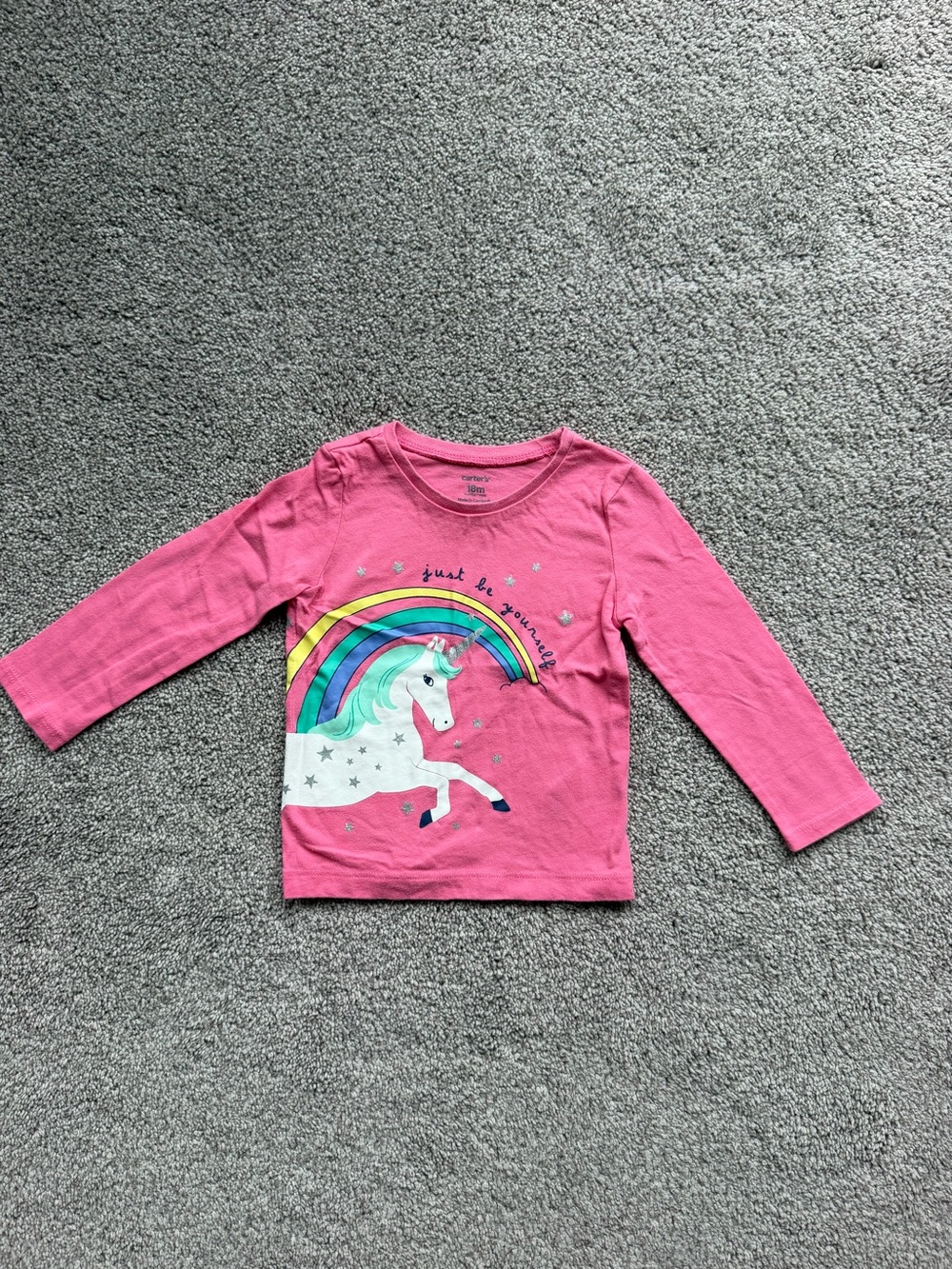 Carter's Pink Long-Sleeve Unicorn Tee with Rainbow Graphic